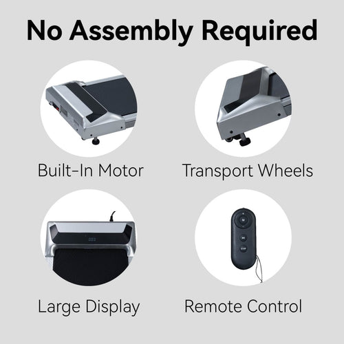 2.5HP Under Desk Treadmill, Portable Walking Pad For Home & Office, Compact Running  Walking Machine With Remote Control, LED Display, Silver - Axiomtech